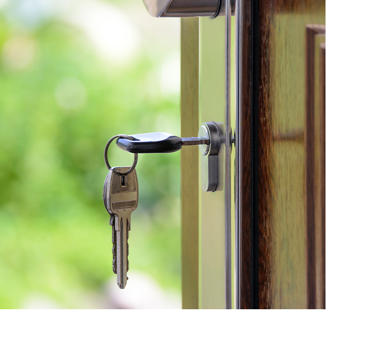 Photo of keys in door lock